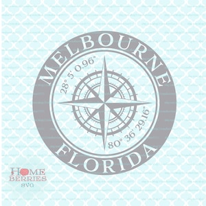 Melbourne Florida FL Hometown Nautical Latitude Longitude Home svg dxf eps ai cut files for Cricut Silhouette & other cutting machines
