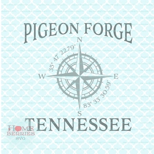 Pigeon Forge Tennessee Hometown Vakantie TN Home Compass Rose Latitude Longitude Nautische svg dxf eps ai cut bestanden voor Cricut Silhouette