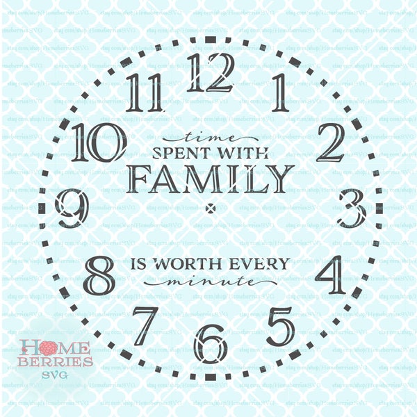 Time Spent With Family Is Worth Every Minute Clock Face svg dxf eps ai cut files for Cricut Silhouette & other cutting machines