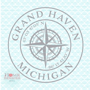 Grand Haven Griffin Griffin Kompass Rose Breite Längengrad Nautische Lage Hauskoordinaten svg dxf eps ai png Dateien