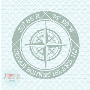 Cedar Motorhaube Island NJ Svg New Jersey Svg Urlaub Svg nautischen Lage Svg Kompassrose Svg Dxf Eps Ai cut Dateien
