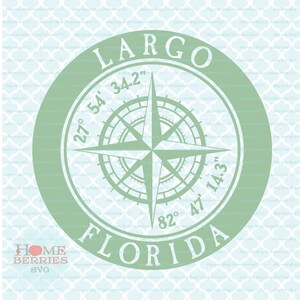 Largo FL Florida Hause nautischen Lage Breitengrad Längengrad Kompassrose Svg Dxf Eps Ai Datei für Cricut Silhouette & andere Formen geschnitten