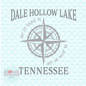 Dale Hollow Lake Tennessee Breite Längengrad Heimat Koordinaten TN Heimatstadt Kompass Rose GPS Nautische Lage svg eps ai dxf png Dateien