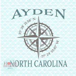 Ayden North Carolina Nautical Location NC Latitude Longitude Compass Rose Hometown Koordinaten Home GPS svg dxf eps png Dateien
