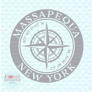 Massapequa New York Kompass Rose NY Hometown Koordinaten Breitengrad Länge GPS Nautischer Ort svg dxf eps ai png Dateien