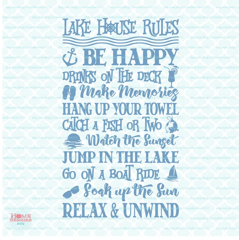 Lake House Rules Quotes Sign Coastal Living Summer Vacation Etsy Canada