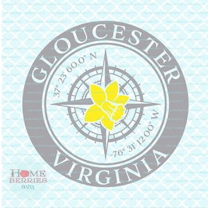 Gloucester, Virginia Heimatstaat, Heimatstadt, Kompass, Rose, Breite, Länge, Nautik-GPS-Koordinaten svg dxf eps png ai Schnittdateien