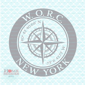 W.O.R.C. New York Kompass Rose NY Hometown Koordinaten Breitengrad Länge GPS Nautischer Ort svg dxf eps ai png Dateien