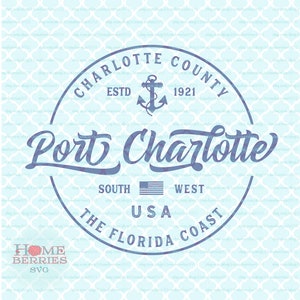 Port Charlotte Florida Kompass Rose Breite Länge FL Heimat Heimatstadt nautische Koordinaten svg dxf eps ai Schnittdateien