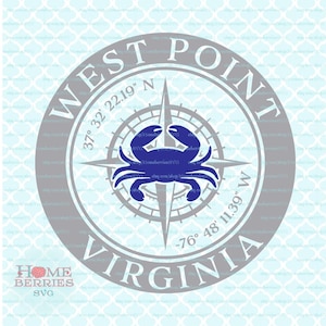 West Point, Virginie, pays d'origine, rose des vents, ville natale, coordonnées GPS, latitude/longitude, fichiers svg dxf eps ai