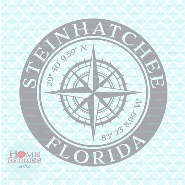 Steinhatchee Florida Home Coordinates FL Hometown Nautical Location GPS Latitude Longitude Compass Rose svg dxf eps png ai vut files