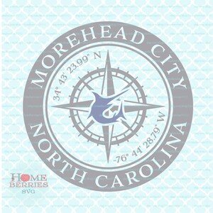 Morehead City North Carolina Nautical Location Latitude Longitude Compass Rose Hometown Home Coordinates svg dxf eps ai png cut files