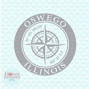 Oswego IL Illinois Home State Hometown Nautische Lage Svg dxf eps ai geschnitten E-Dateien für Cricut Silhouette & andere Schneidemaschinen