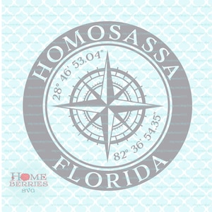 Homosassa Florida FL State Home Svg Nautische Lage Svg Kompass Rose Svg Latitude Longitude Svg Dxf eps ai geschnitten Dateien für Cricut