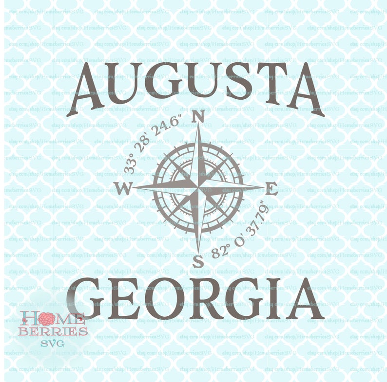 Augusta GA Home State Compass Rose Nautical Hometown Etsy