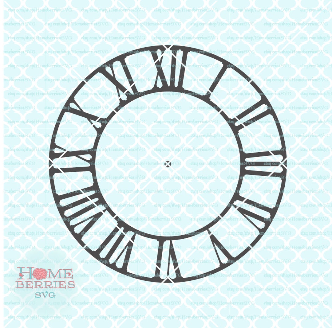 Roman Numerals Clock Face Svg Melded Circles Svg Vintage Clock Svg Dxf