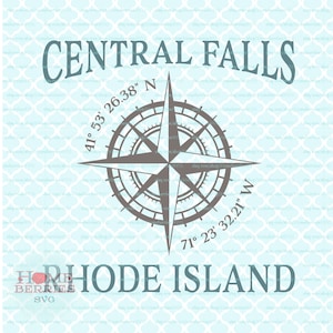 Central Falls Rhode Island Latitude Longitude Nautical Location Compass Rose GPS Koordinaten RI Hometown Home svg dxf eps ai png cut files