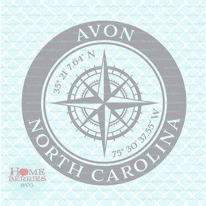 Avon North Carolina NC Heimatstadt Koordinaten Home Nautik Lage Breitengrad Längengrad GPS svg dxf eps ai png Dateien