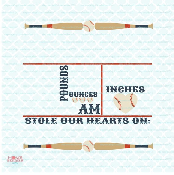 Download Baseball Birth Announcement Template Svg Birth Statistics Svg Etsy