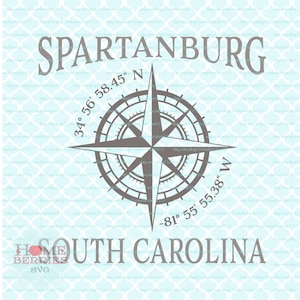Spartanburg South Carolina Maritime Lage Längengrad Kompass Rose SC Heimatort Koordinaten svg eps dxf ai Plotterdateien