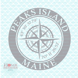 Peaks Island Maine ME Home Nautische Lage Kompass Rose Hometown Svg Dxf eps ai geschnitten Dateien für Cricut Silhouette & andere Schneidemaschinen