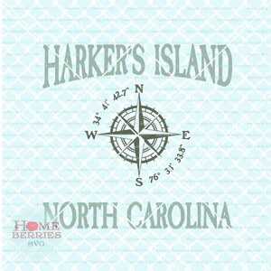 Harker der Insel North Carolina NC Svg Breite Länge Svg Kompassrose Svg nautischen Lage Svg Dxf Eps Ai cut Dateien