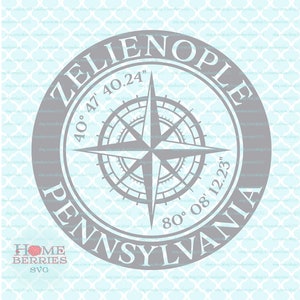 Zelienople Pennsylvania Hometown PA GPS Koordinaten Nautical Location Latitude Longitude Compass Rose svg dxf eps ai cut files