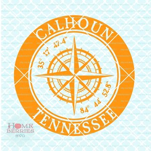 Calhoun Tennessee nautischen Lage City State TN Heimatstadt Home Svg Dxf Eps Ai Dateien für Cricut Silhouette & anderen Schneidemaschinen geschnitten