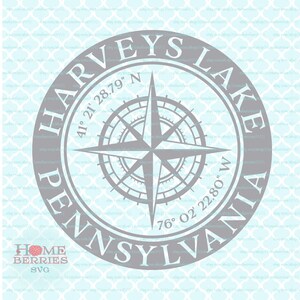 Harvey es Lake Pennsylvania PA Home Nautical Location Compass Rose Hometown Latitude Longitude Koordinaten svg dxf eps ai geschnittene Dateien