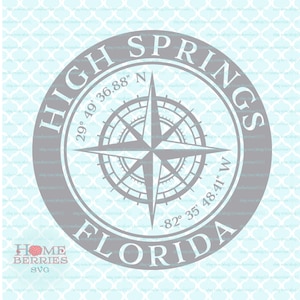 High Springs Florida Heimatkoordinaten FL Heimatstadt Nautik-Standort GPS-Breite-Längengrad-Kompass Rose svg dxf eps png ai vut -Dateien