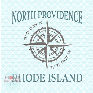 North Providence Rhode Island Latitude Longitude Nautical Location Compass Rose Koordinaten RI Hometown Home svg dxf eps ai png cut files