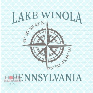 Lake Winola Pennsylvania Home Latitude Longitude Koordinaten Kompass Rose PA Nautical Location svg dxf eps ai png cut files