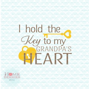 I Hold The Key To My Grandpa's Heart Zitat Baby Bodysuit Design svg dxf eps jpg ai Schneidedateien für Cricut Silhouette und andere Maschinen