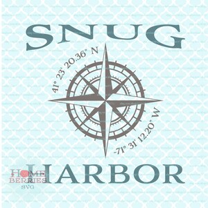Snug Hafen Rhode Island Nautical Location Latitude Longitude Kompass Rose RI Hometown Home GPS Koordinaten svg dxf eps ai png Dateien