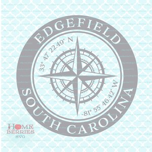 Edgefield South Carolina Nautical Position Breitengrad Längengrad Kompass Rose Heimatstadt Hauskoordinaten svg dxf eps ai png Dateien