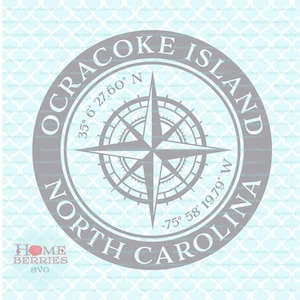 Ocracoke Island North Carolina nautische Koordinaten Kompass Rose Ort Breitengrad Längengrad svg dxf eps jpg png ai - Dateien