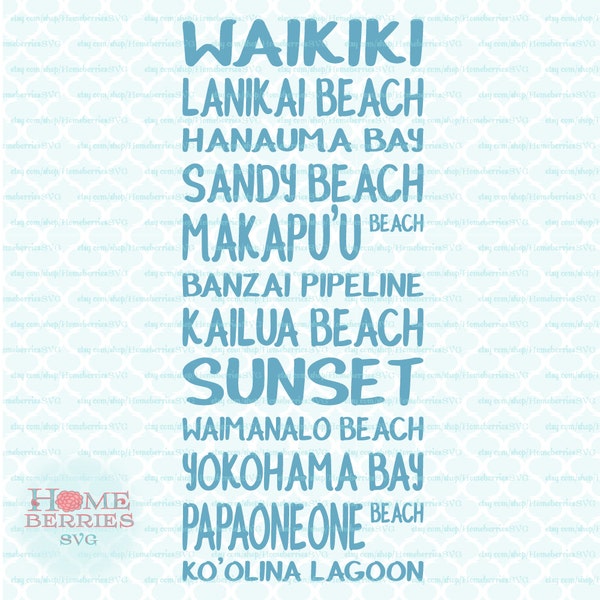 Oahu Hawaii plages métro Art vacances Fun dans la mer de soleil sable Surf svg eps jpg ai les fichiers dxf pour Cricut Silhouette & autres machines de découpe