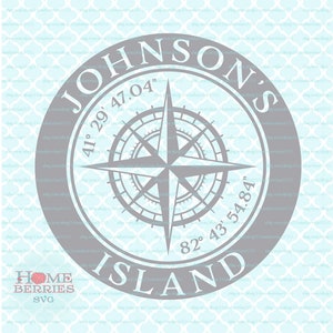 Johnson es Island Ohio OH Hometown Latitude Longitude Kompass Rose Nautical Location Koordinaten svg dxf eps ai Dateien