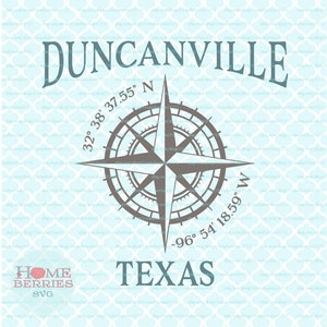 Duncanville Texas Home Kompass Rose TX Hometown Latitude Länge Koordinaten Nautische GPS Ortung svg dxf eps ai png Dateien