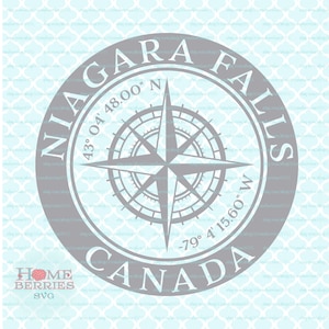 Chutes du Niagara, Ontario Canada, ville natale, rose des vents, latitude, longitude, coordonnées nautiques, svg dxf eps ai, fichiers coupés png