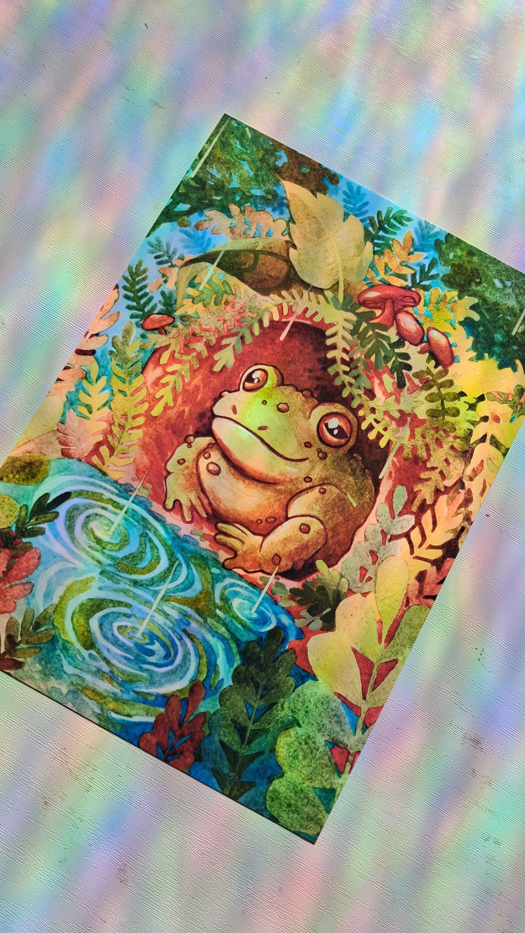 Whimsical Cottagecore Happy in the Rain Print by Luna Topaz
