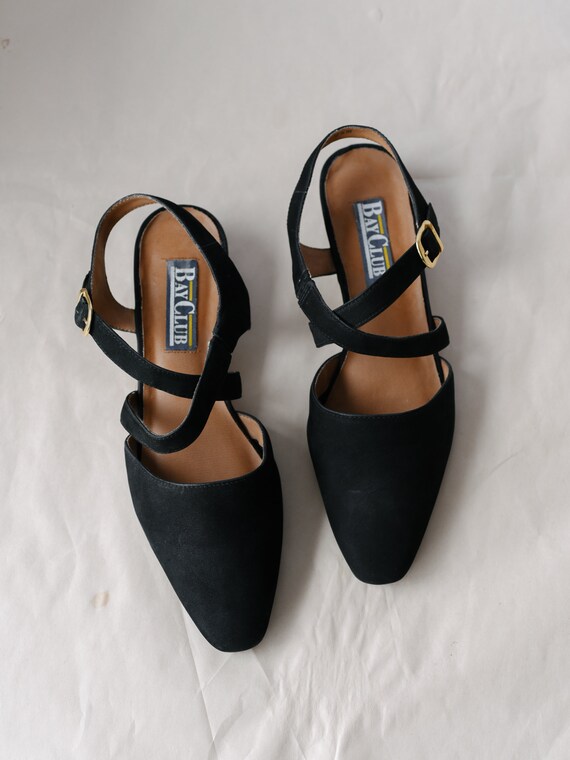 Vintage 90s Bay Club Black Suede Mary Janes Women's Vintage Slingback Flats  Schoolgirl Shoes Ballerina Flats - Etsy