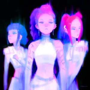 KPop Demon Hunters Art Print // Rumi, Mira, Zoey, HUNTR/X // Animation, Netflix, Cartoon, Anime Gifts