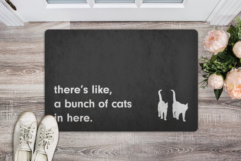 Cat Welcome Mat Bunch Of Cats Here Black Doormat Indoor Etsy