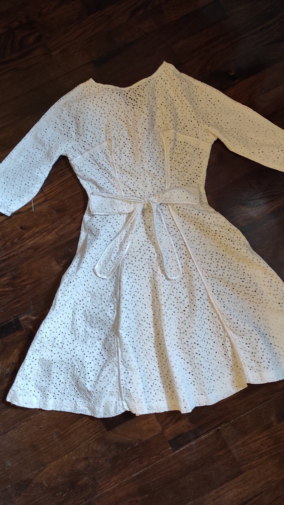 Vintage eyelet dress cotton 40s 1940s 50s 1950s