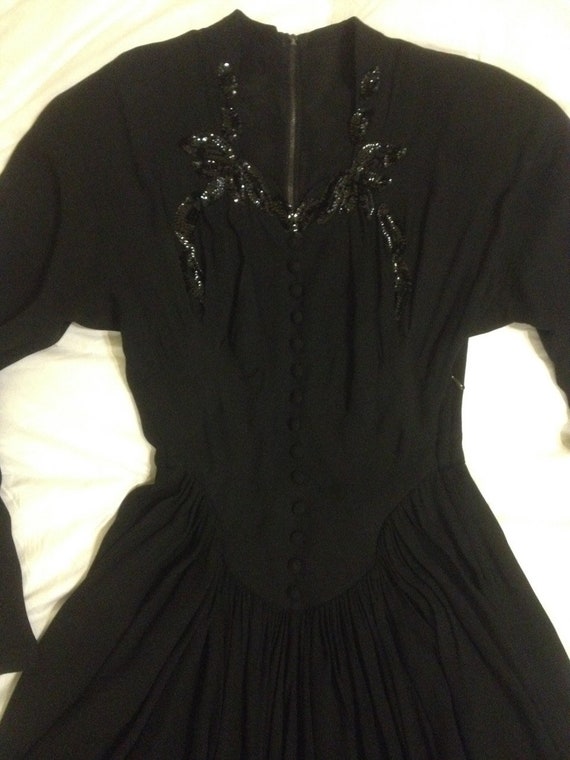 Vintage 40s 1940s gown dress black