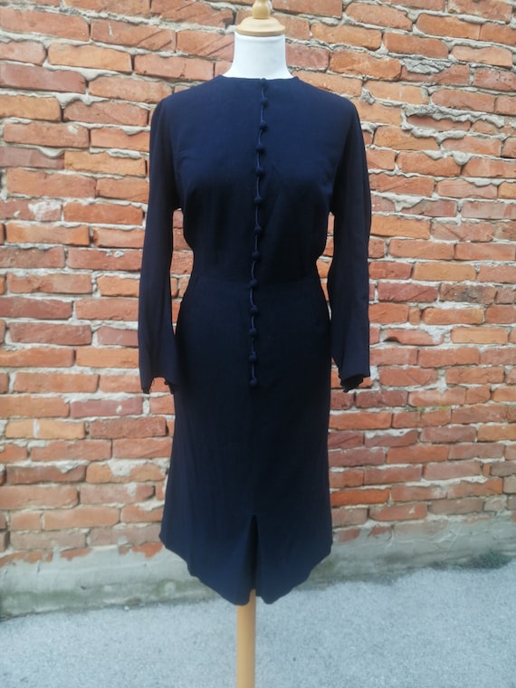 Vintage 1940s 40s wool knit dress