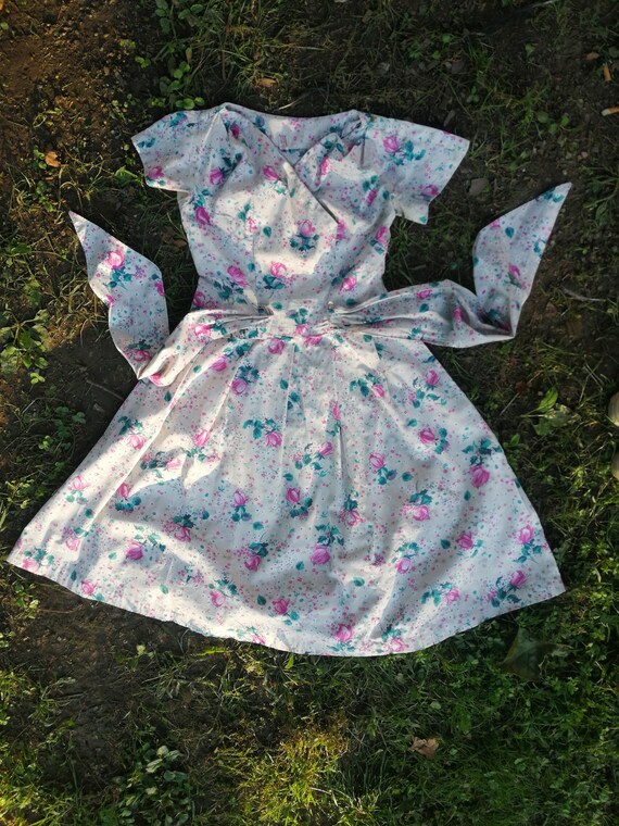 Vintage dress 1950s 50s cotton pinafore