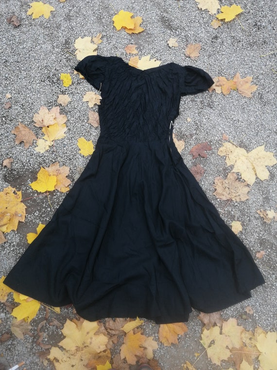 Vintage 1940s 40s tafeta dress black gown