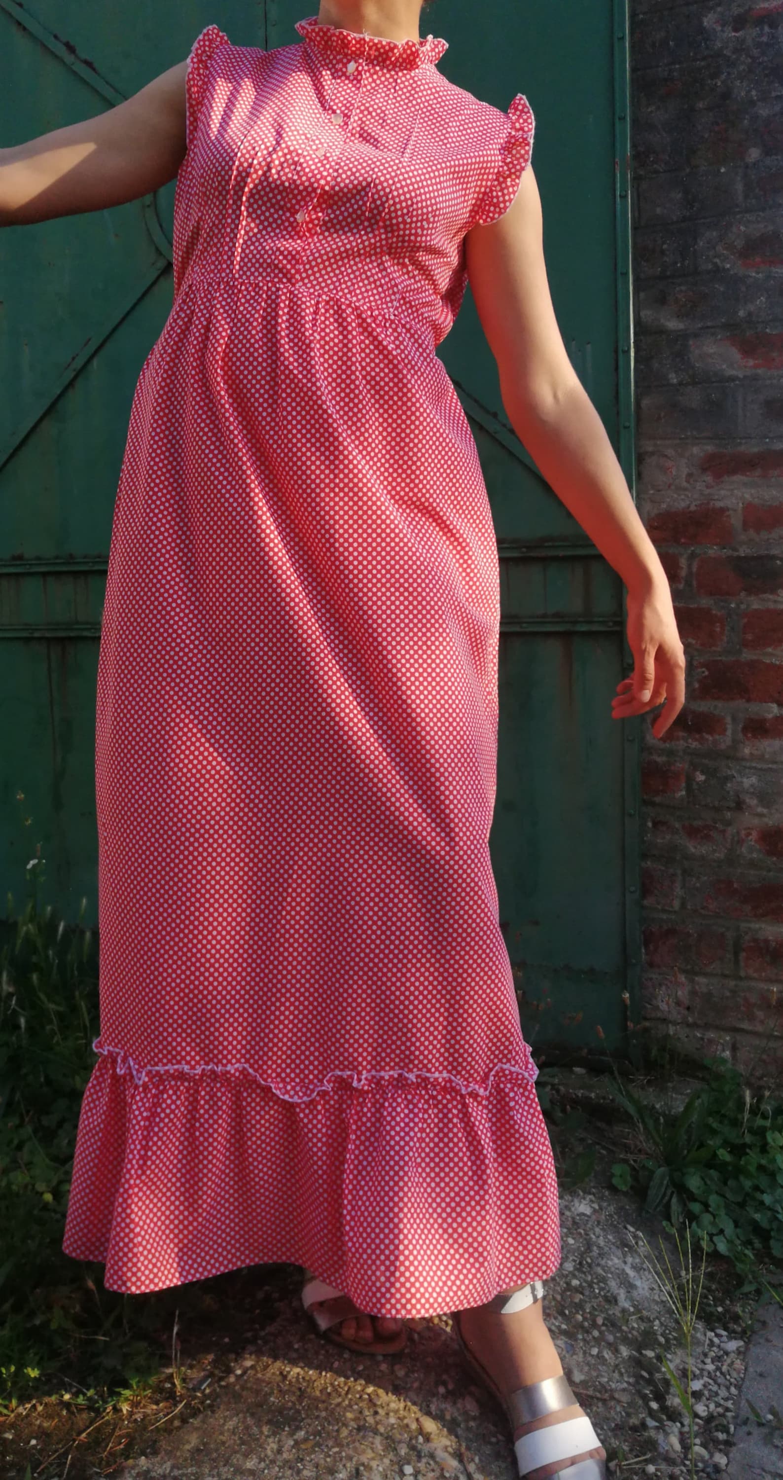 1970s vintage prairie dress 70s maxi polkadot Etsy